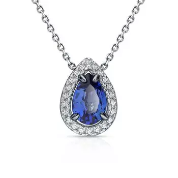 Золотое шейное украшение с сапфиром и бриллиантами