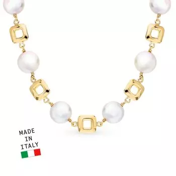 Золотое шейное украшение с жемчугом природным