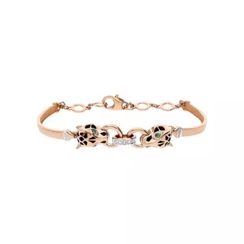 Золотой браслет с эмалью и фианитами