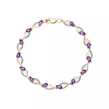 Золотой браслет с аметистами и фианитами