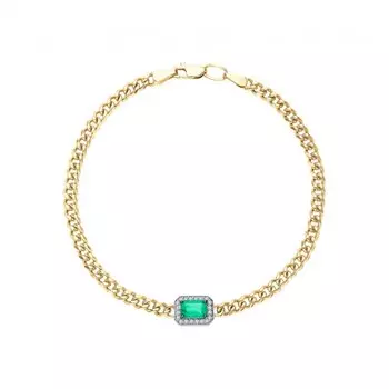 Золотой браслет с бриллиантами природными и изумрудами природными