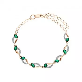 Золотой браслет с бриллиантами природными и изумрудами выращенными