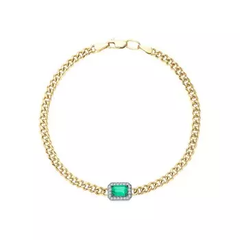 Золотой браслет с бриллиантами природными и изумрудами природными