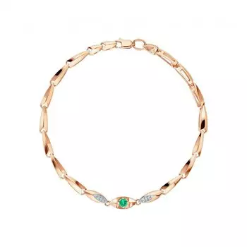 Золотой браслет с бриллиантами природными и изумрудами природными