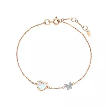 Золотой браслет с бриллиантами природными и перламутром природным