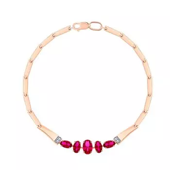 Золотой браслет с бриллиантами природными и рубинами выращенными