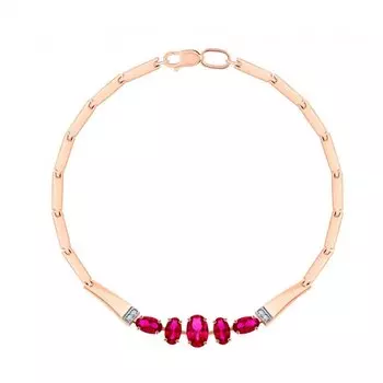 Золотой браслет с бриллиантами природными и рубинами выращенными