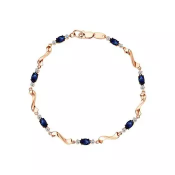 Золотой браслет с бриллиантами природными и сапфирами природными