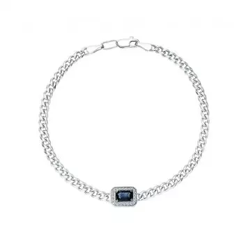 Золотой браслет с бриллиантами природными и сапфирами природными