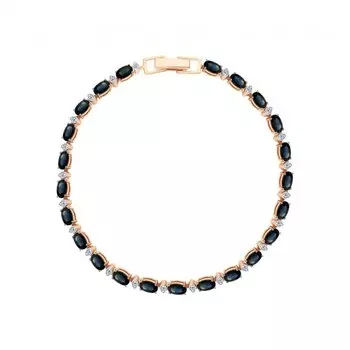 Золотой браслет с бриллиантами природными и сапфирами природными