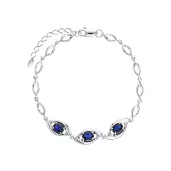 Золотой браслет с бриллиантами природными и сапфирами выращенными