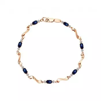 Золотой браслет с бриллиантами природными и сапфирами природными