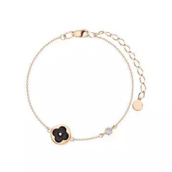 Золотой браслет с фианитами и агатами природными