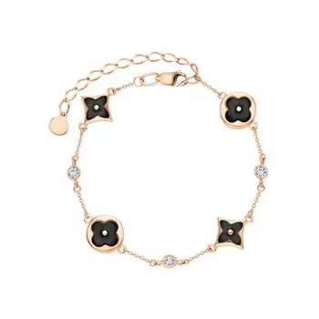 Золотой браслет с фианитами и агатами природными