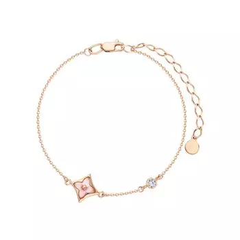 Золотой браслет с фианитами и перламутром природным