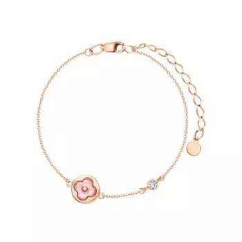 Золотой браслет с фианитами и перламутром природным