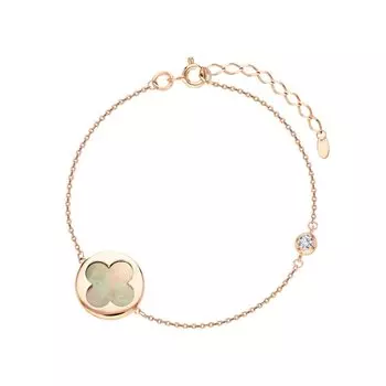 Золотой браслет с фианитами и перламутром природным