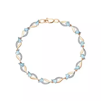 Золотой браслет с фианитами и топазами природными