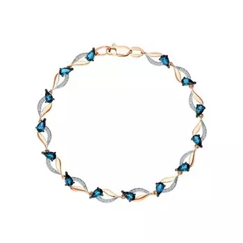 Золотой браслет с фианитами и топазами природными