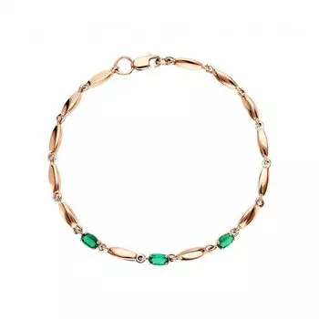 Золотой браслет с изумрудами выращенными