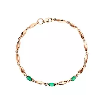 Золотой браслет с изумрудами выращенными