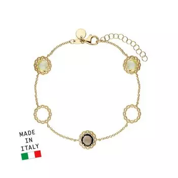 Золотой браслет с кварцами природными