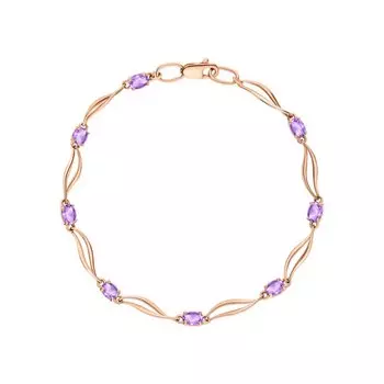 Золотой браслет с природными аметистами