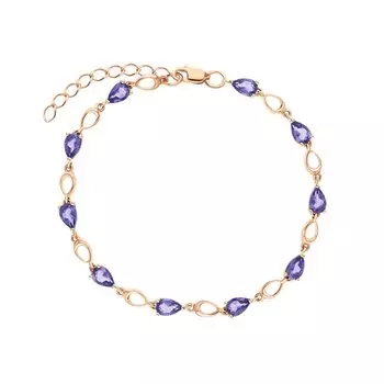 Золотой браслет с танзанитами синтетическими