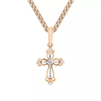 Золотой крест-подвеска с бриллиантами природными