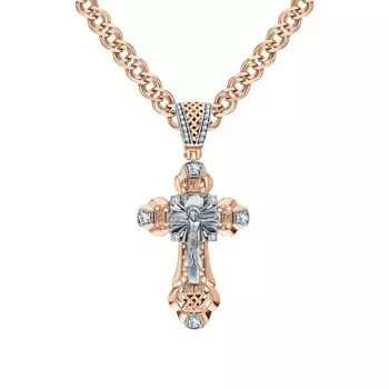 Золотой крест-подвеска с бриллиантами природными