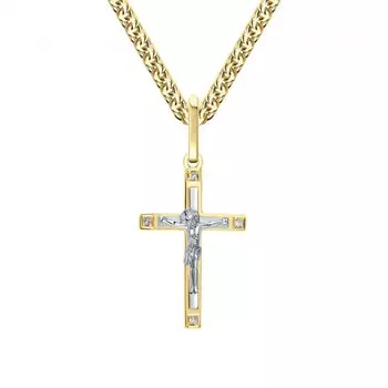 Золотой крест-подвеска с бриллиантами природными