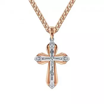 Золотой крест-подвеска с бриллиантами природными