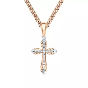 Золотой крест-подвеска с бриллиантом