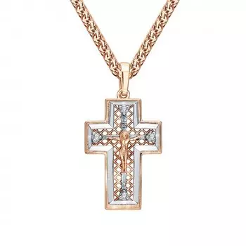 Золотой крест-подвеска с фианитами