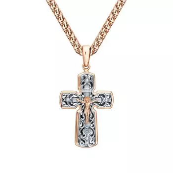 Золотой крест-подвеска с фианитами