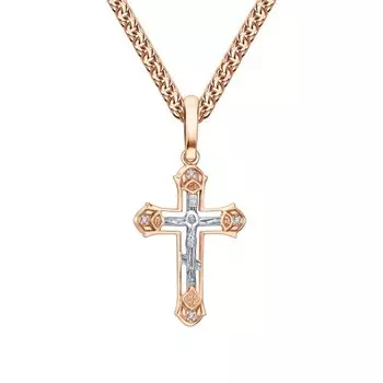 Золотой крест-подвеска с фианитами