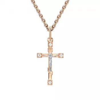 Золотой крест-подвеска с фианитами