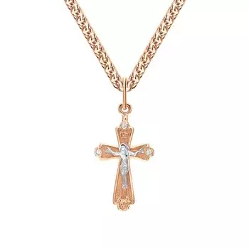 Золотой крест-подвеска с фианитами