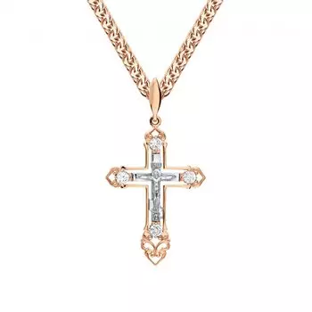 Золотой крест-подвеска с фианитами