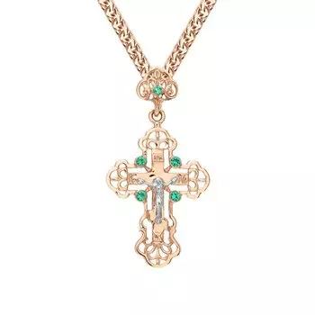 Золотой крест-подвеска с фианитами