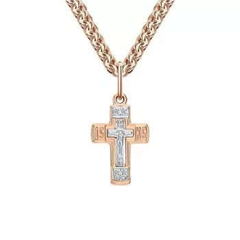 Золотой крест-подвеска с фианитами