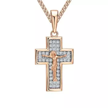 Золотой крест-подвеска с фианитами
