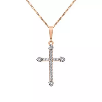 Золотой крест-подвеска с фианитами