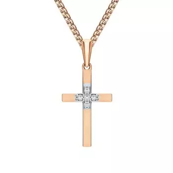 Золотой крест-подвеска с фианитами