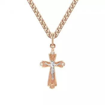 Золотой крест-подвеска с фианитами