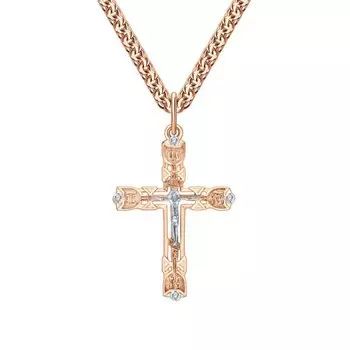Золотой крест-подвеска с фианитами