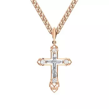 Золотой крест-подвеска с фианитами