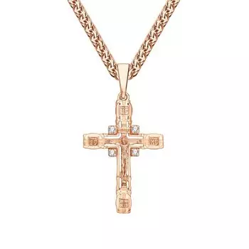 Золотой крест-подвеска с фианитами