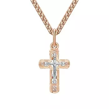 Золотой крест-подвеска с фианитами