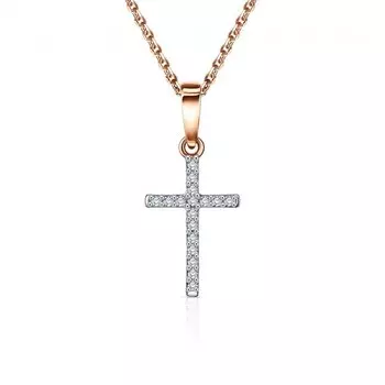 Золотой крест-подвеска с фианитами